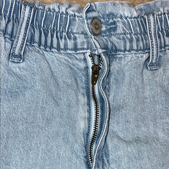 Hollister Blue Jean Shorts Relaxed Fit Elastic Waist - Picture 9 of 11